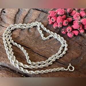 Artisan Unisex Men 925 Twisted Rope Chain Necklace Sterling Silver Rope 16”
